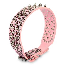 Dog Leather Collar Spiked Studded Pet Dog Collar Adjustable Neck Pitbull Mastiff Collar (Option: Leo_XL)