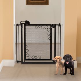 One- Touch Gate (Option: Touch Metal Mesh Pet Gate in Black)