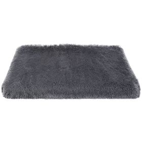 Dog Bed Soft Plush Cushion Cozy Warm Pet Crate Mat Dog Carpet Mattress with Long Plush for S/M Dogs (Option: L)