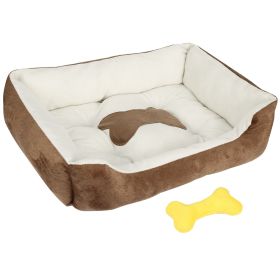Pet Dog Bed Soft Warm Fleece Puppy Cat Bed Dog Cozy Nest Sofa Bed Cushion Mat For S/M Dog (Option: Brown_L)